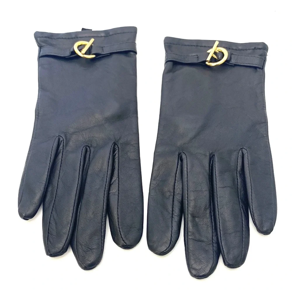 Preston & York Women's Black Leather Driving Gloves